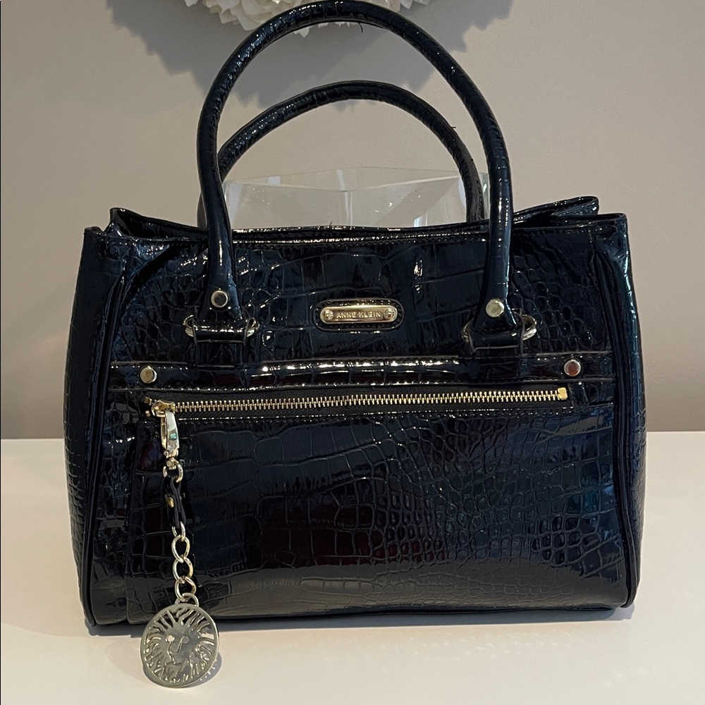 Anne Klein Black Croc-Embossed Satchel **FINAL OFFER**
